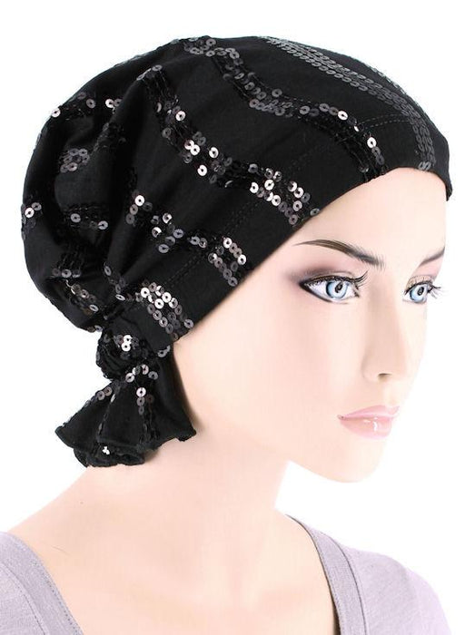 The Abbey Cap In Sequin Black -ABBEY-565
