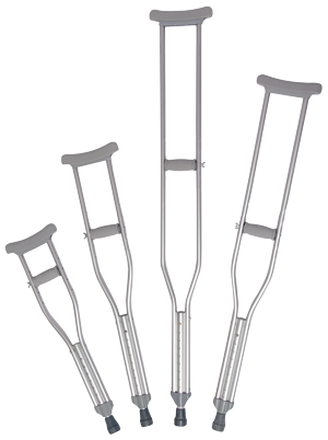 Crutch, Tall Adult, Aluminum, Patient Height 5ft 10" to 6ft 6", Crutch Height 53" to 61",  (LF), 350 lb Weight Capacity, 8 pr/cs (12 cs/plt) - P501053 / 8