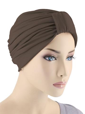 Classic Cotton Turban In Brown-GKT-BROWN
