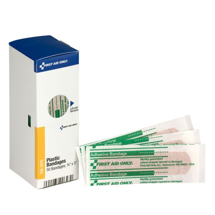 Adhesive Plastic Bandages, ¾" x 3", 50ct