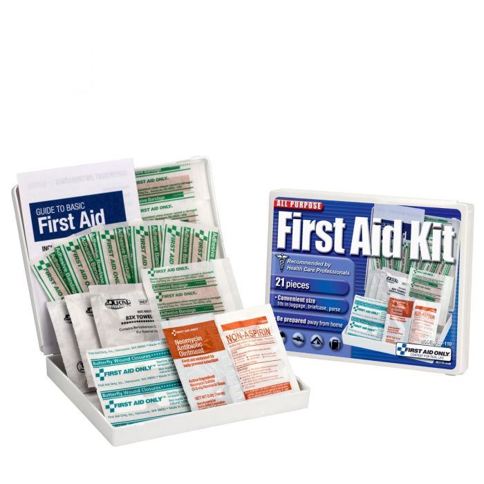 Travel First Aid Kit, 21 Piece, Plastic Case