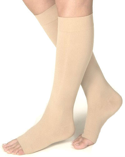 Jobst Opaque SoftFit 20-30 mmHg Knee High Compression Stockings, Open Toe, Natural, Medium - 7769322
