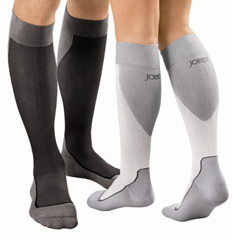 Jobst Sport 20-30 mmHg Knee High Compression Socks, Closed Toe, Grey, Medium - 7529011