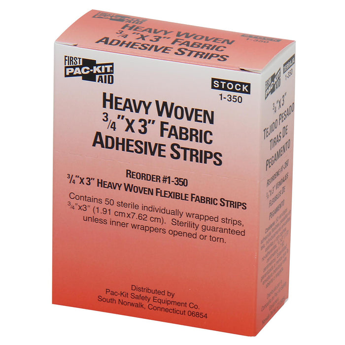 3/4"x3" Heavy Woven Fabric Bandages, 50/box