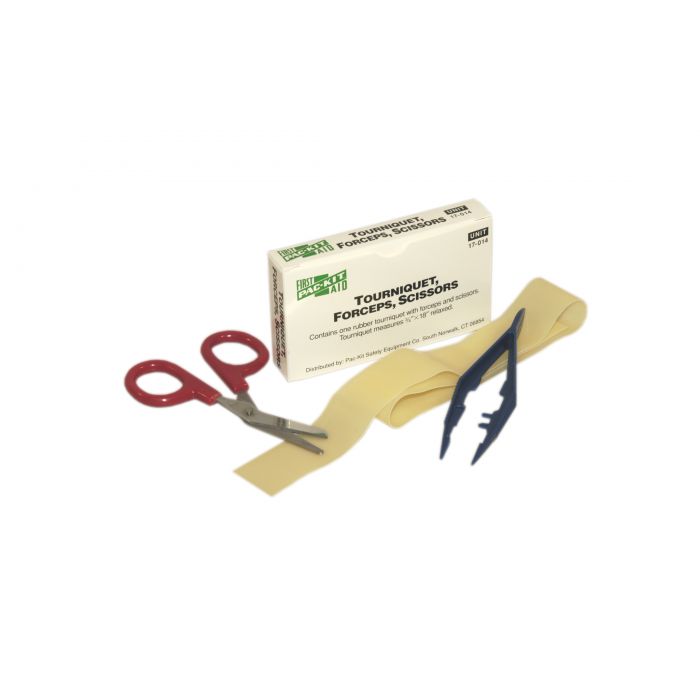 Rubber Tourniquet, Tweezers, Scissors, 1 ea./box