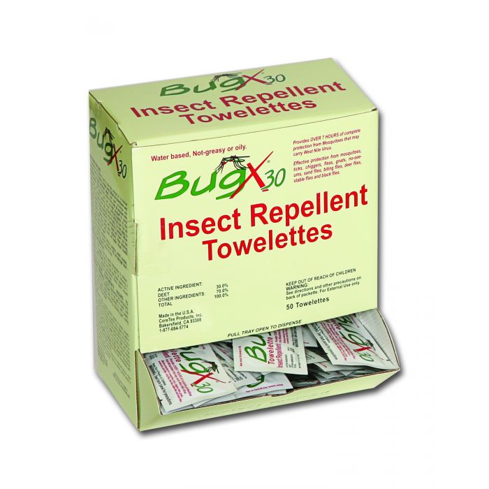 BugX30 Insect Repellent Wipes DEET, 50/box