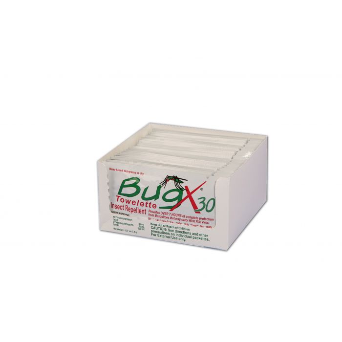 BugX30 Insect Repellent Wipes DEET, 25/box