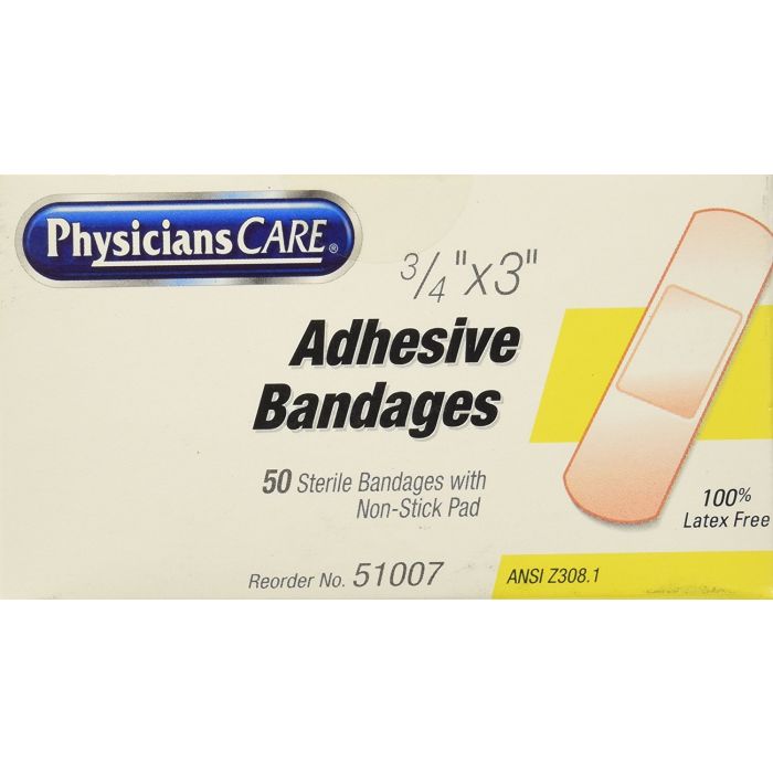 3/4"x3" Plastic Bandages, 50/box
