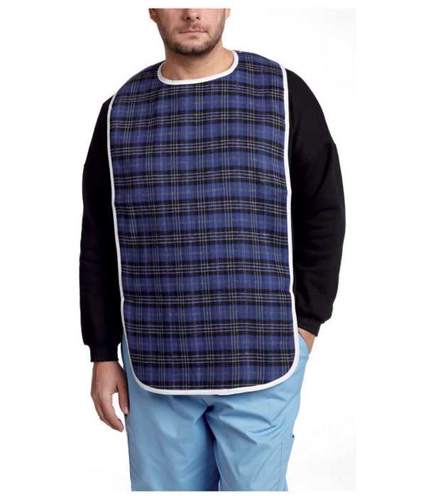BIB TERRY CLOTH WITH SNAP- BLUE PLAID PRINT - MHBSPR