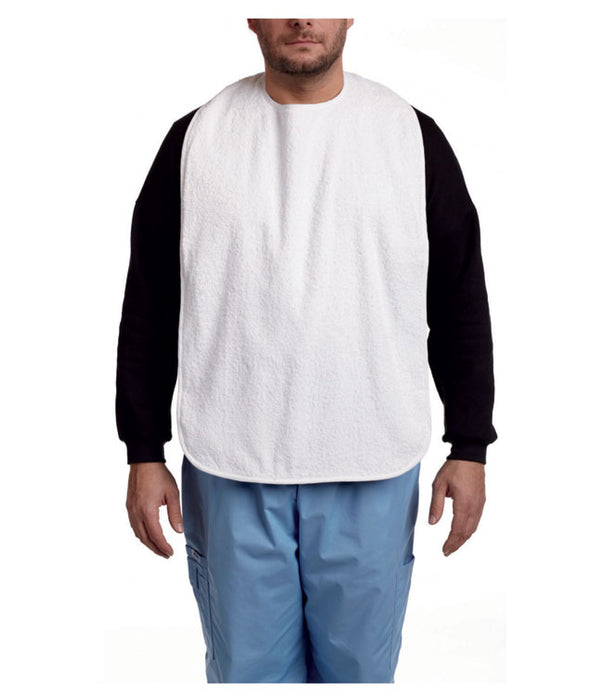 BIB TERRY CLOTH WITH SNAP - WHITE - MHBSWH