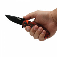 RED Camo Assisted Open Stainless Steel Knife w/Belt Clip