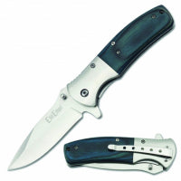 BLUE Wood Handle Stainless Steel Folding Knife