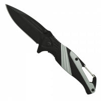Folding Stainless Steel Knife W/Carabiner - SILVER