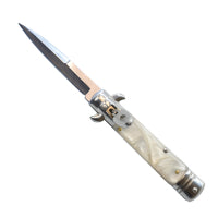 Spring Assisted 4" Knife - WHITE MARBLE