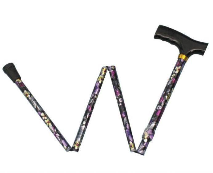 Spring Garden Collection Folding Cane w/ Wood Derby Handle - Wildflower - W1400W